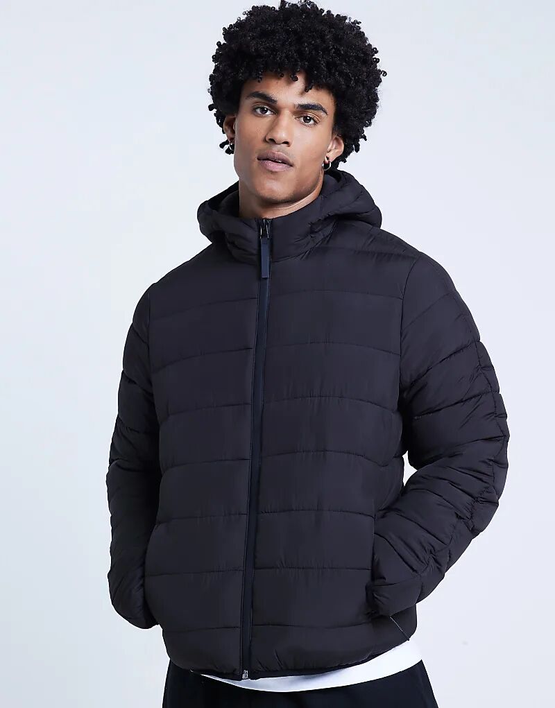 

Куртка прямого кроя с капюшоном черного цвета River Island