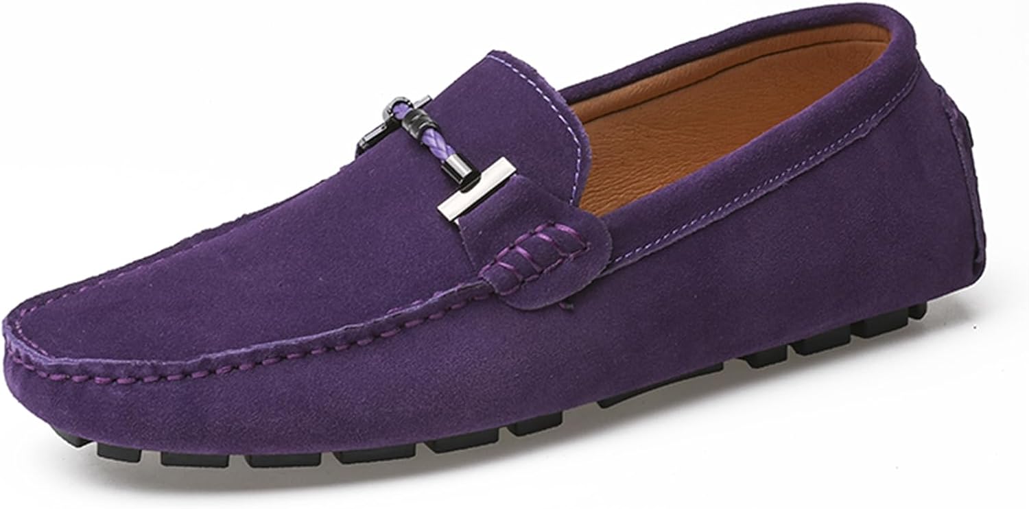 

Мужские лоферы Abborora, ручная работа, из замши и кожи, удобные, повседневные, дышащие, классические туфли-лоферы, фиолетовый