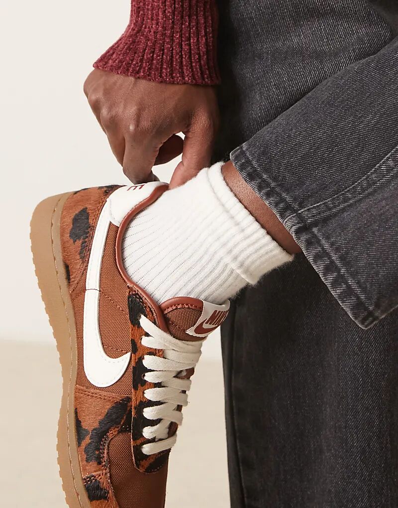Кроссовки Nike Field General Pony Hair коричневого цвета — фото 4