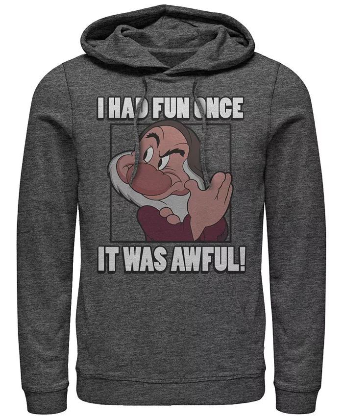 

Мужская толстовка с капюшоном Disney "Белоснежка и семь гномов" Grumpy Had Fun Once Fifth Sun, серый