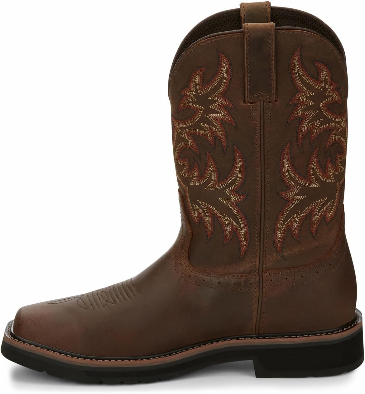 Мужские сапоги Justin Original Work Boots Stampede с квадратным носком и вставкой Pull-On, коричневый — фото 3