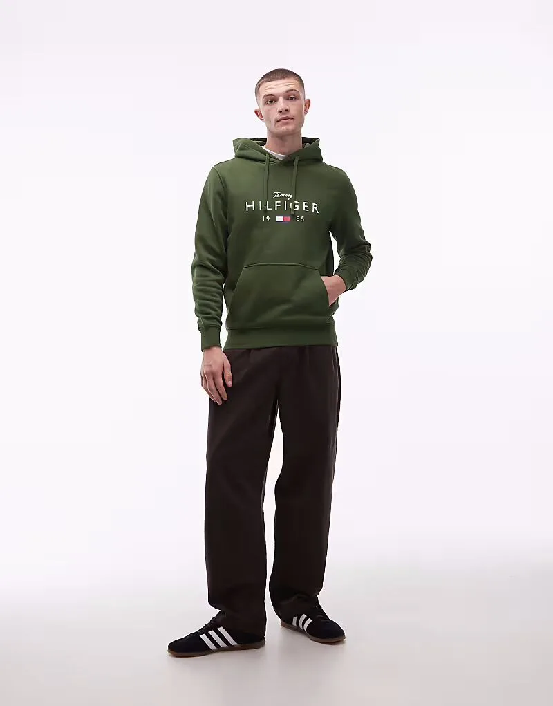 Худи Tommy Hilfiger с большим центральным логотипом, зеленого цвета — фото 2