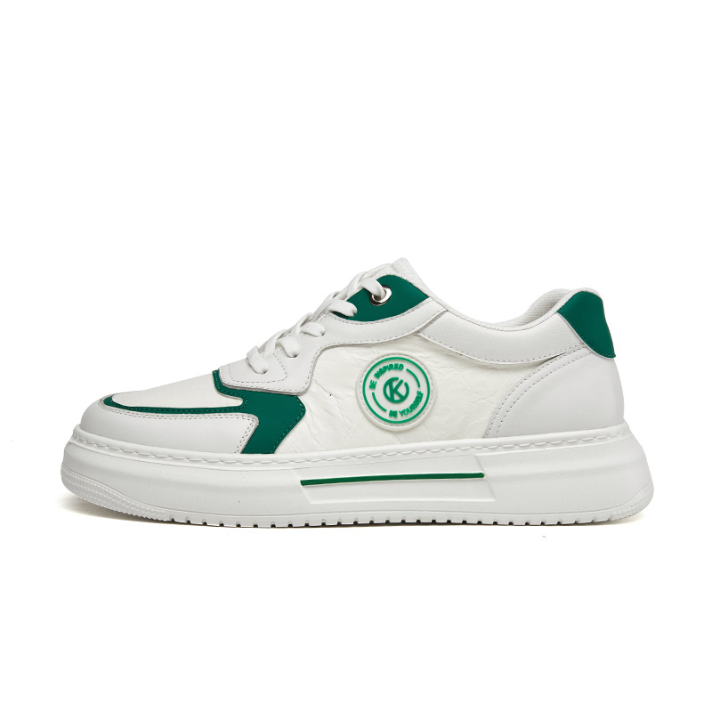 

KANGNAI Низкие скейтерские кроссовки мужские бело-зеленые, цвет White/Green