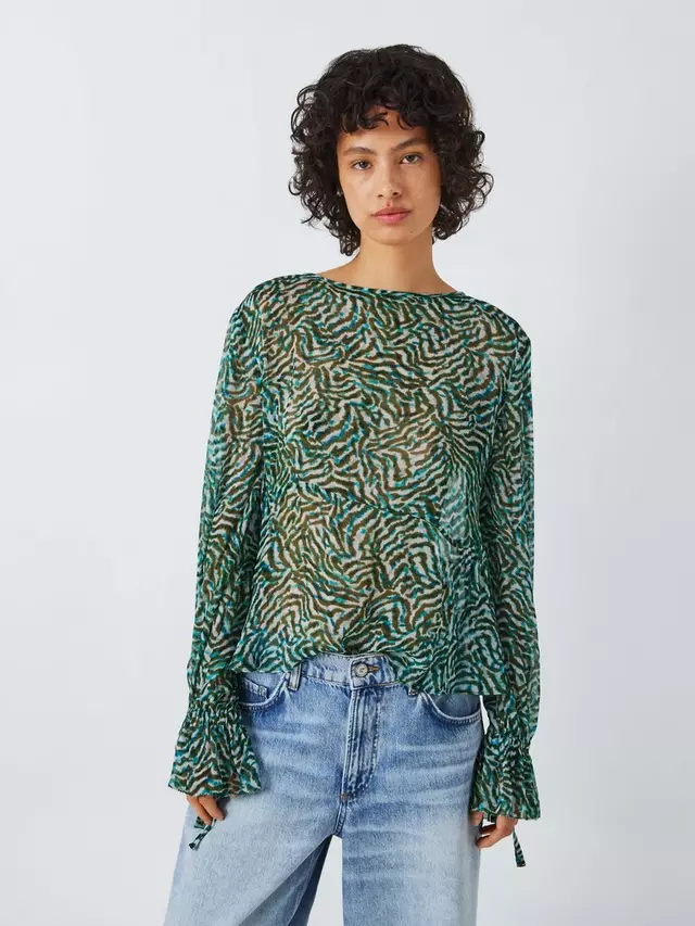 

Блуза AND/OR Aurora Sheer, цвет green/multi