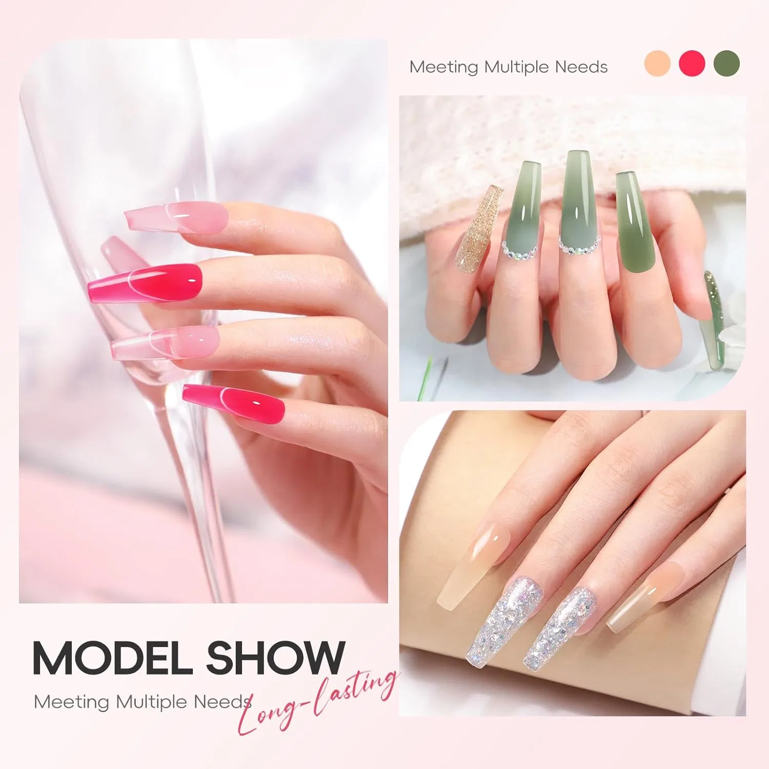 Набор полигелей для ногтей с УФ-лампой PEACECOLOR Peacecolor, 33 Pieces Sakura Fantasia Extension Gel Kit — фото 3