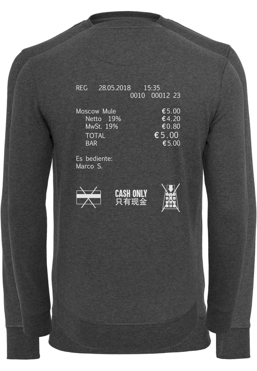 

Толстовка CASH ONLY CREWNECK Mister Tee, темно-серый