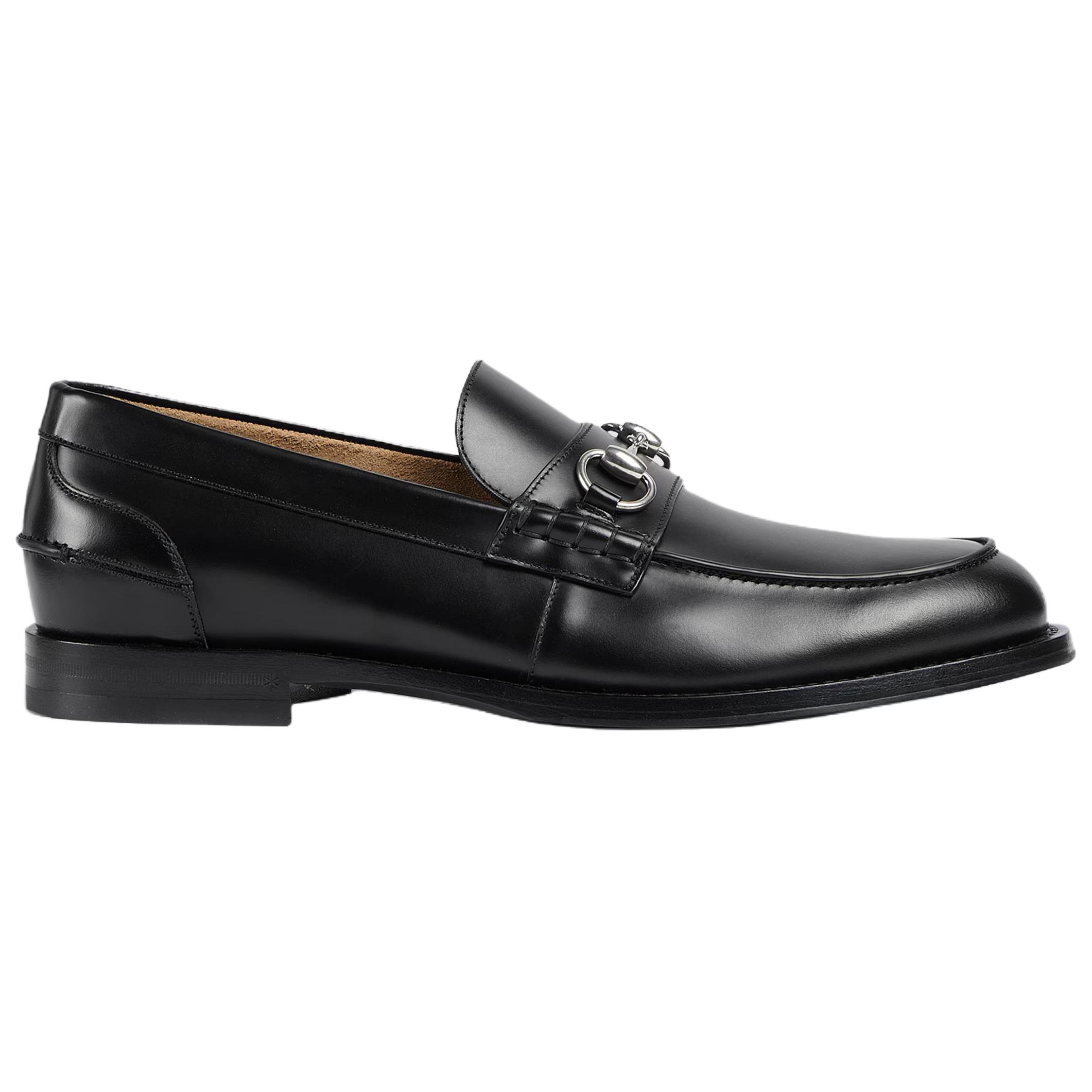 GUCCI Horsebit кожаные повседневные туфли 15cm мужские black — фото 3