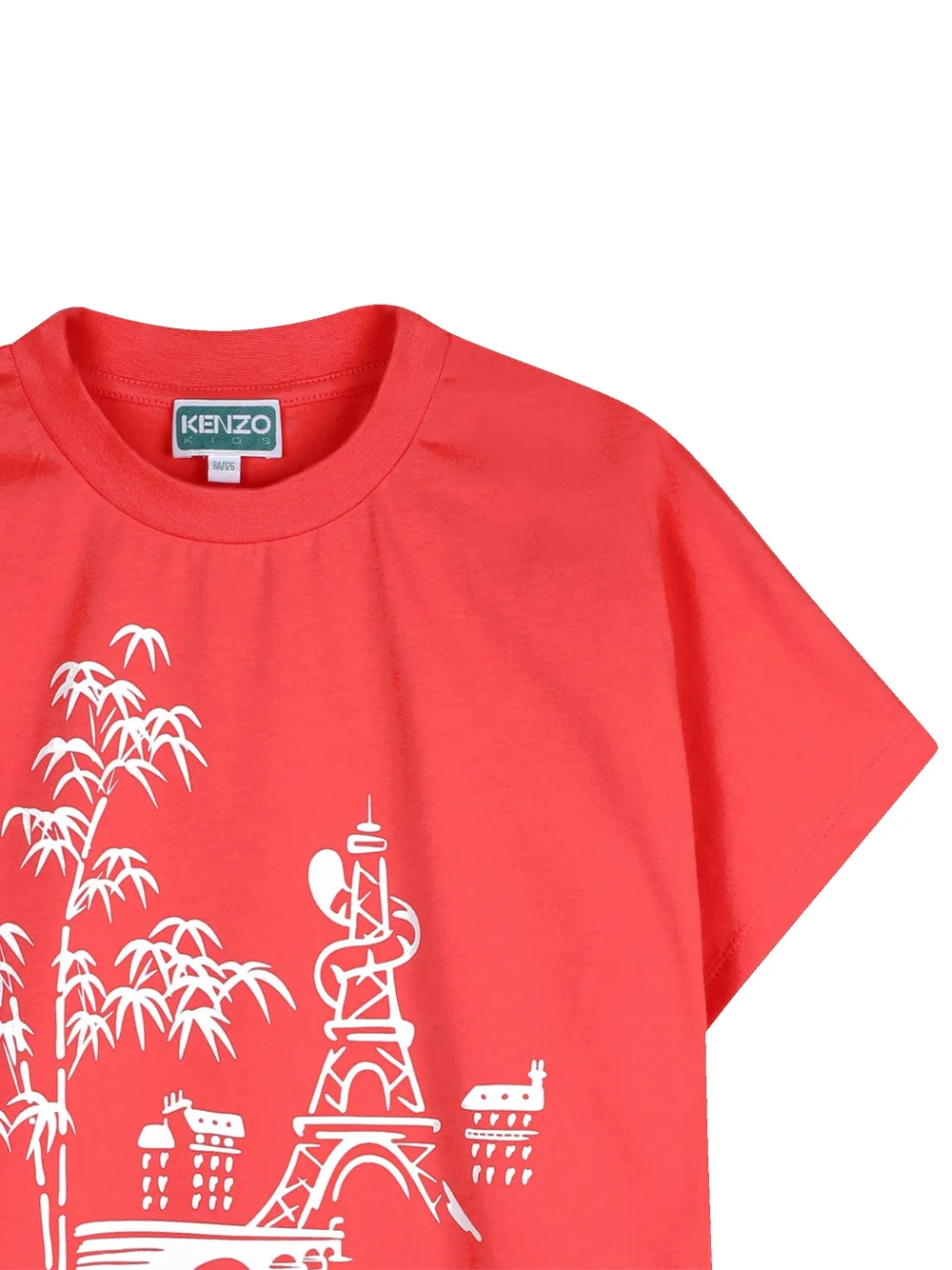Футболка с графическим принтом и круглым вырезом Kenzo Kids, красный — фото 3