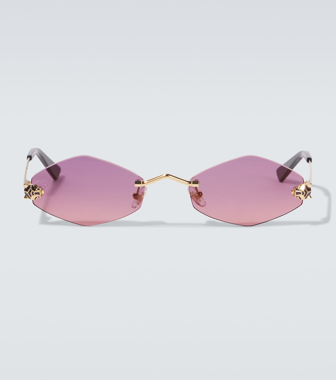 

Прямоугольные солнцезащитные очки Cartier Eyewear Collection, Gold-Gold-Violet