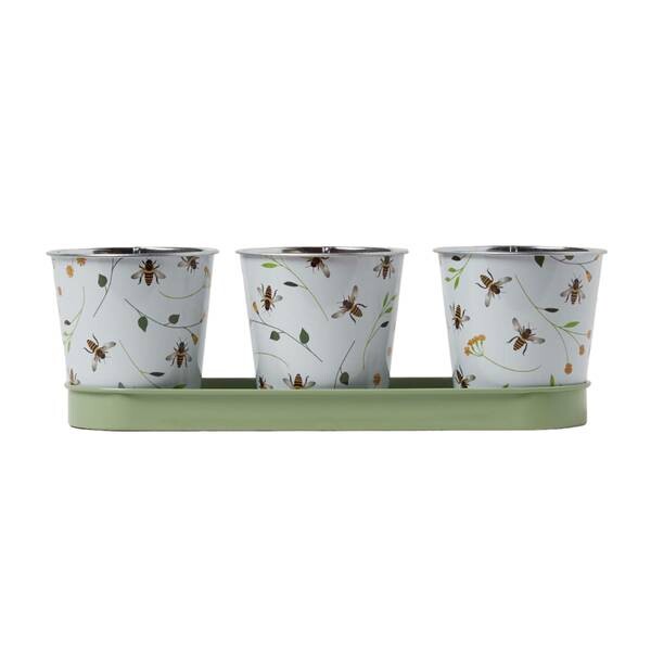 

Цветочный горшок Homescapes-Set Blumen & Bienen цвет grün-weiß