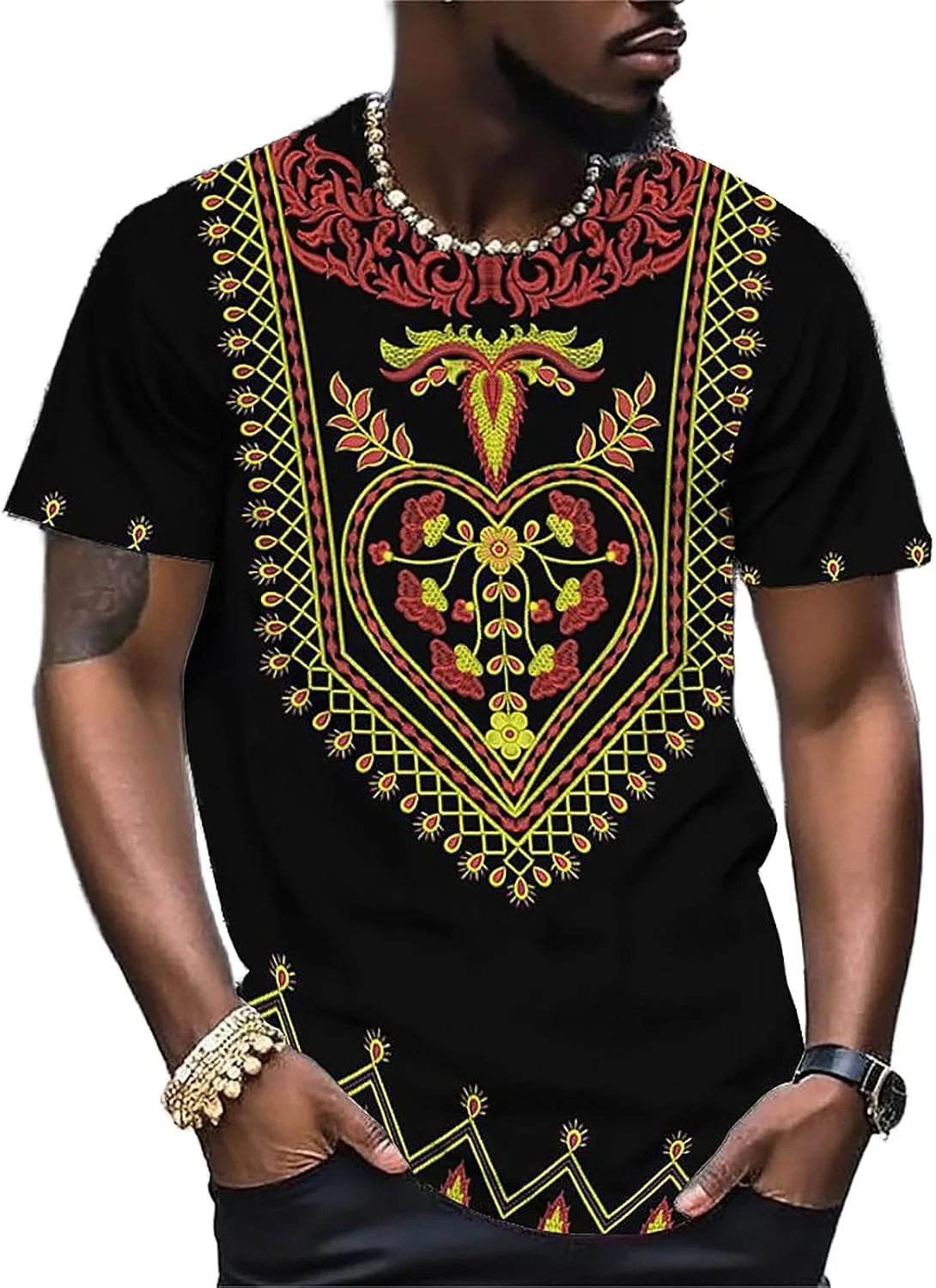 

Мужская блуза с африканским принтом kente, короткий рукав TOSHIKII