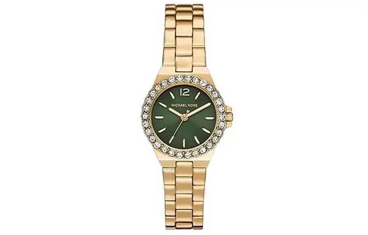 

Часы женские Camille Collection с кварцевым механизмом, стальной браслет, зеленый циферблат MK7395 MICHAEL KORS