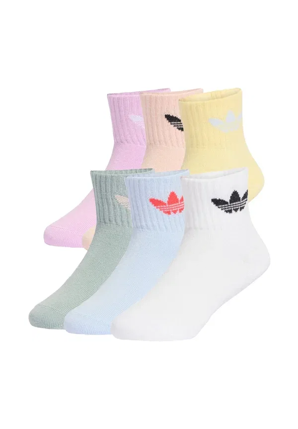 Носки Adidas Originals, набор 6 пар, бледно-розовый/почти жёлтый/блаженно-сиреневый/кристально-голубой