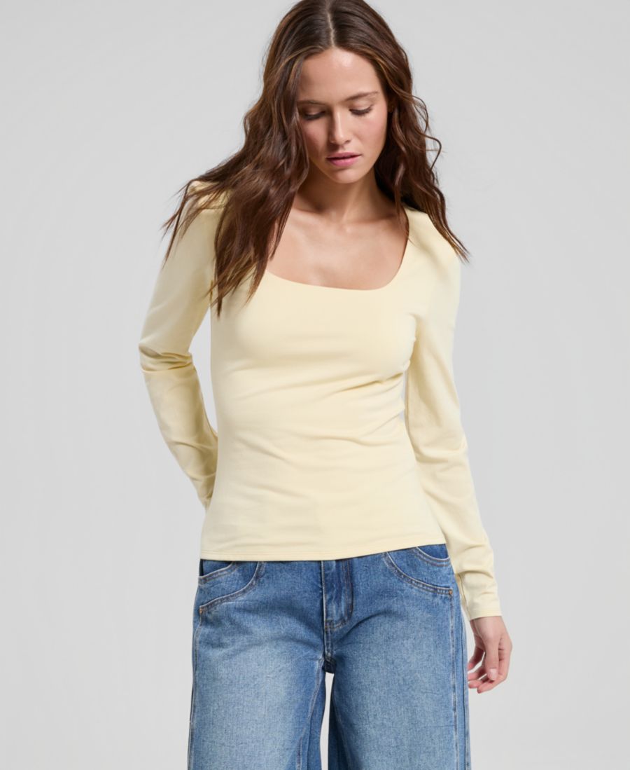 

Женская блузка с квадратным вырезом и длинными рукавами And Now This, Butter Yellow