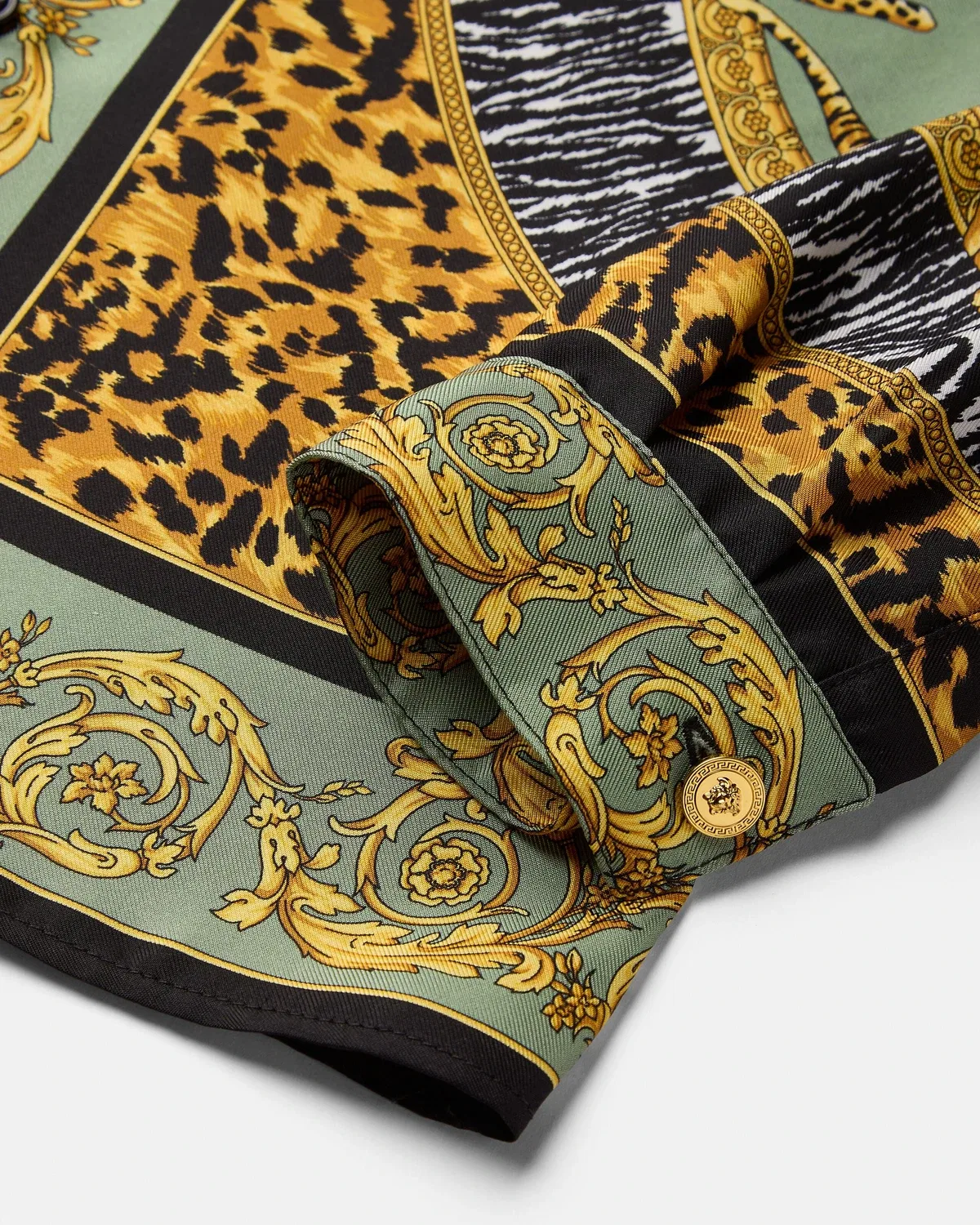 Детская рубашка из шелкового твила с принтом VERSACE, мультиколор — фото 4