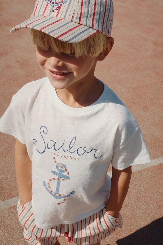 

Футболка с добавлением льна детская ERA TEE OCS Konges Sløjd, белый