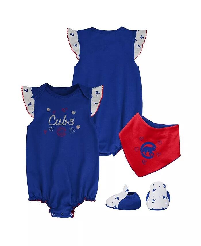 

Комплект из 3 предметов: боди для новорожденных и младенцев Royal Chicago Cubs для девочек, нагрудник и пинетки Outerstuff