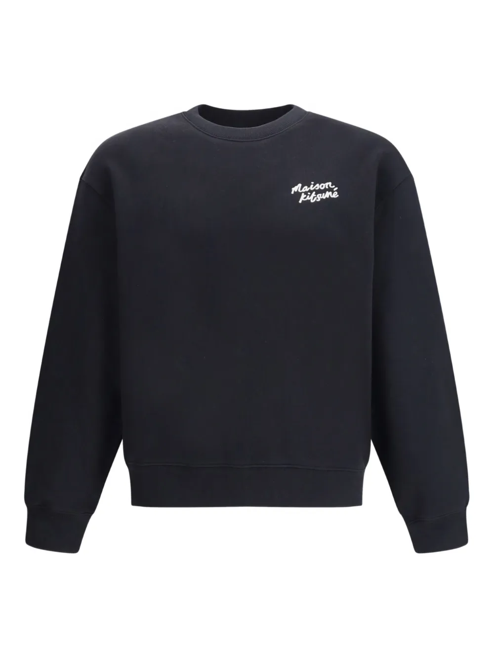 

Хлопковый свитшот с вышивкой Maison Kitsuné, черный