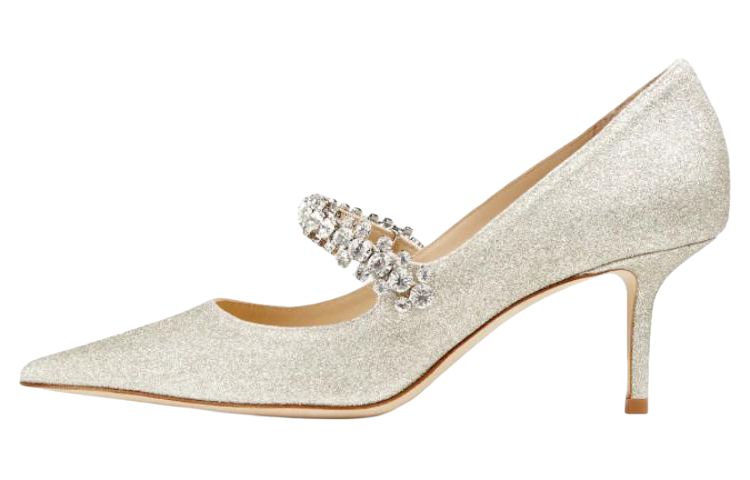 Туфли-лодочки Bing 65 мм с блестками Jimmy Choo, White Gold