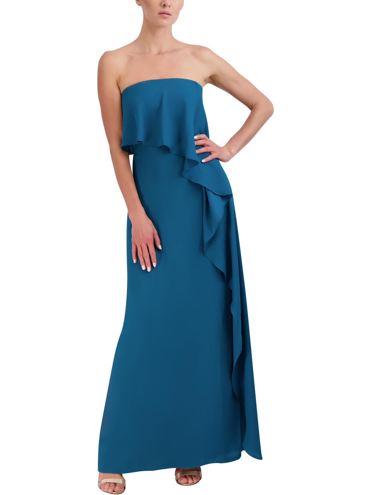 

Женское вечернее платье без бретелек с каскадными оборками BCBGMAXAZRIA