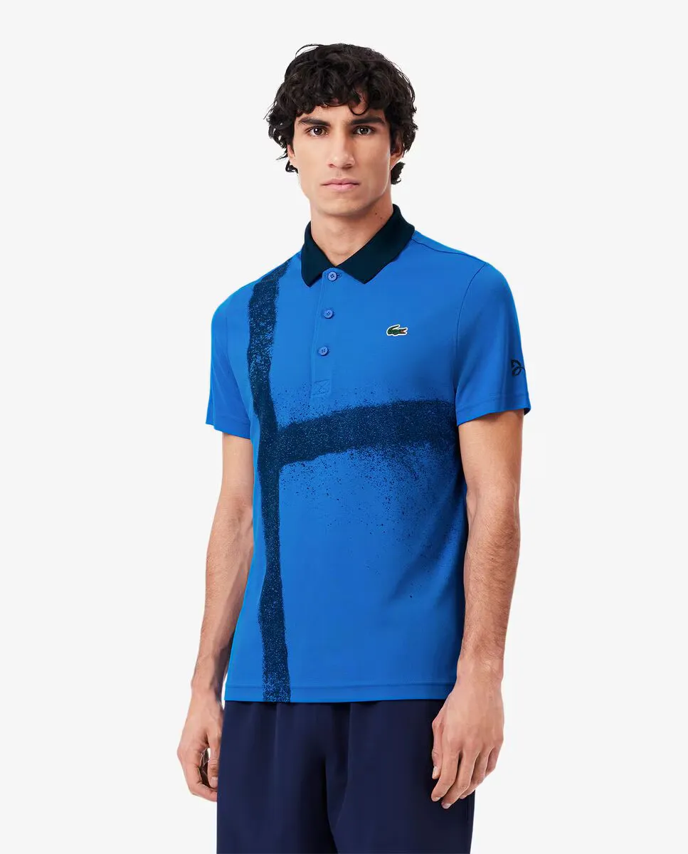 

Мужская красная рубашка-поло с короткими рукавами Tennis x Novak Djokovic Lacoste, синий