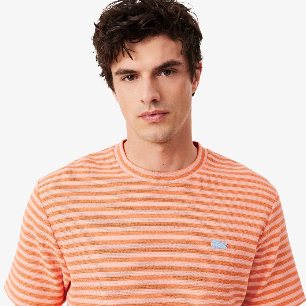 Футболка поло мужская Lacoste Color Croc Crepe, полосатая, розовый — фото 2