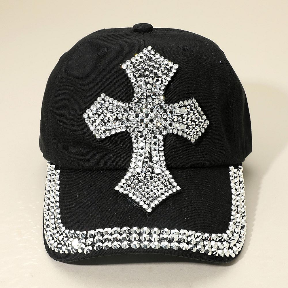 

Бейсболка с крестом, украшенная стразами FASHNZFAB, черный