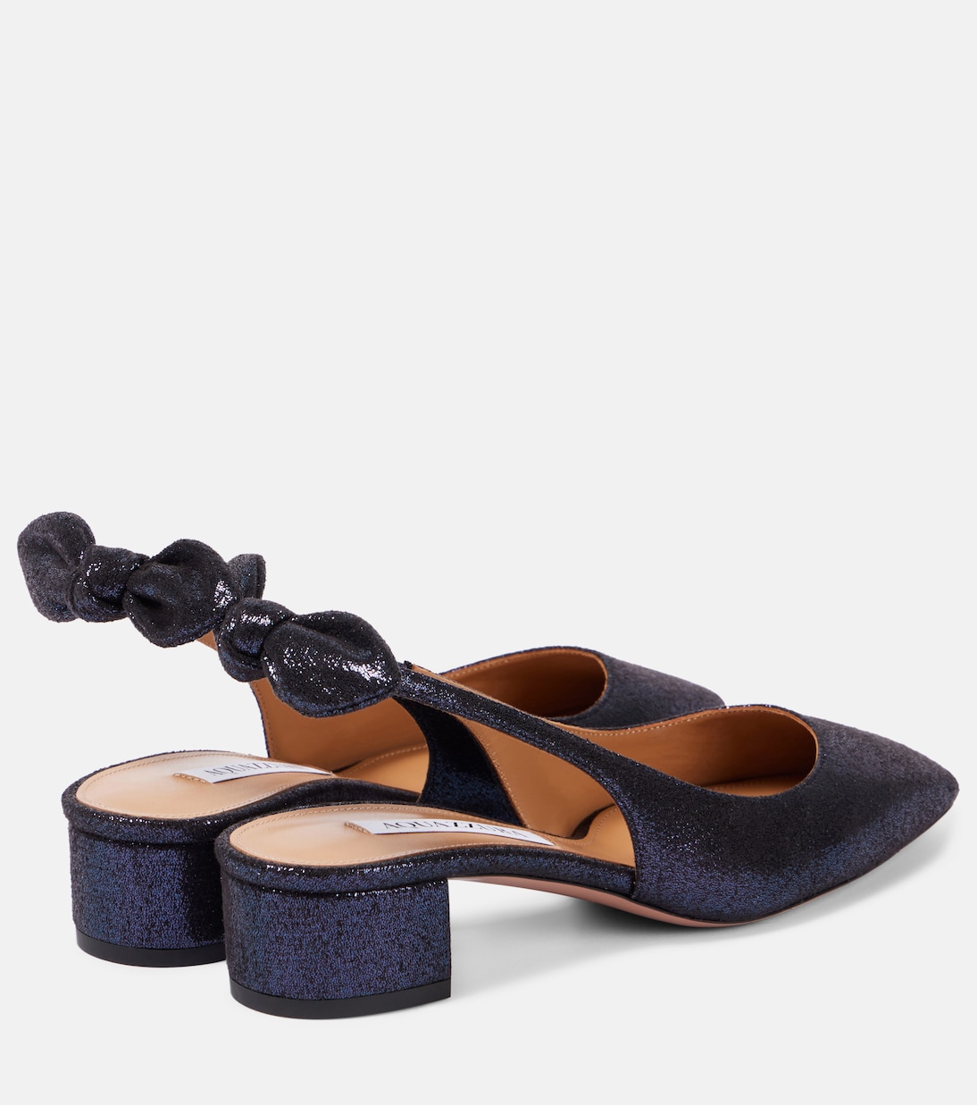 Туфли-лодочки Very Bow 35 с открытой пяткой Aquazzura, Midnight Blue — фото 2