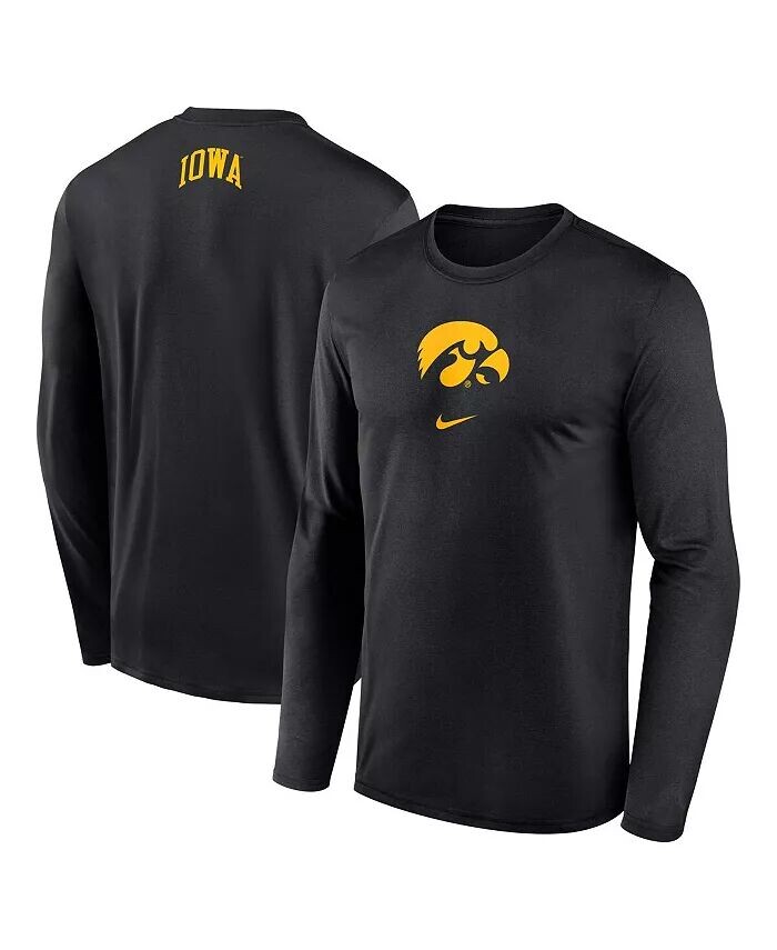 

Мужская черная баскетбольная футболка Iowa Hawkeyes On-Court Shootaround Performance с длинным рукавом Nike