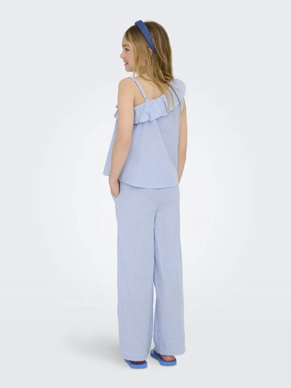 Брюки kogsmilla life stripes Only Girls, Cloud Dancer/Clear Sky — фото 2