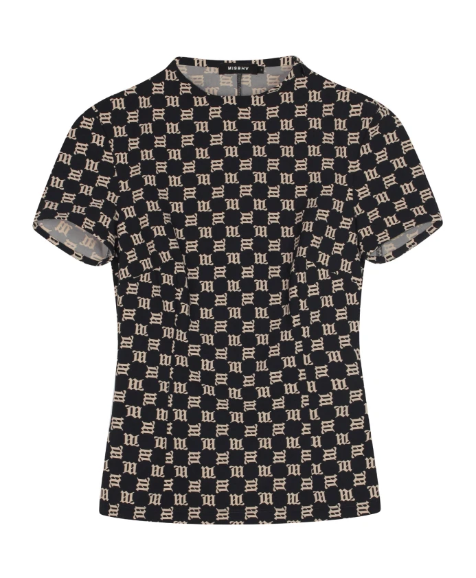 

Черная футболка с монограммой по всей поверхности Misbhv, черный