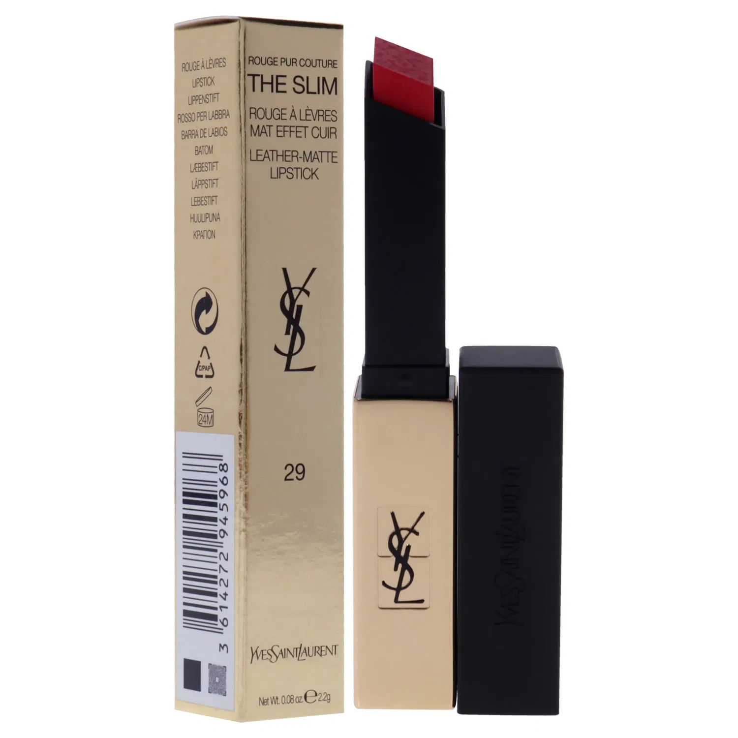 Матовая помада Rouge Pur Couture The Slim Matte Lipstick - 29 Coral Revolt от Yves Saint Laurent для женщин - 0,08 унции — фото 3