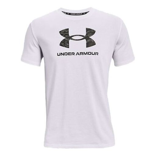 

Футболка men's round neck pullover logo athleisure casual sports short sleeve white Under Armour, белый