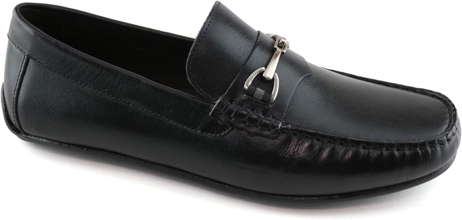 

Мужские повседневные удобные мокасины MJNY из натуральной кожи, легкие, для вождения, классические с пряжкой, слипоны, дышащие мокасины для вождения Marc Joseph New York, черный