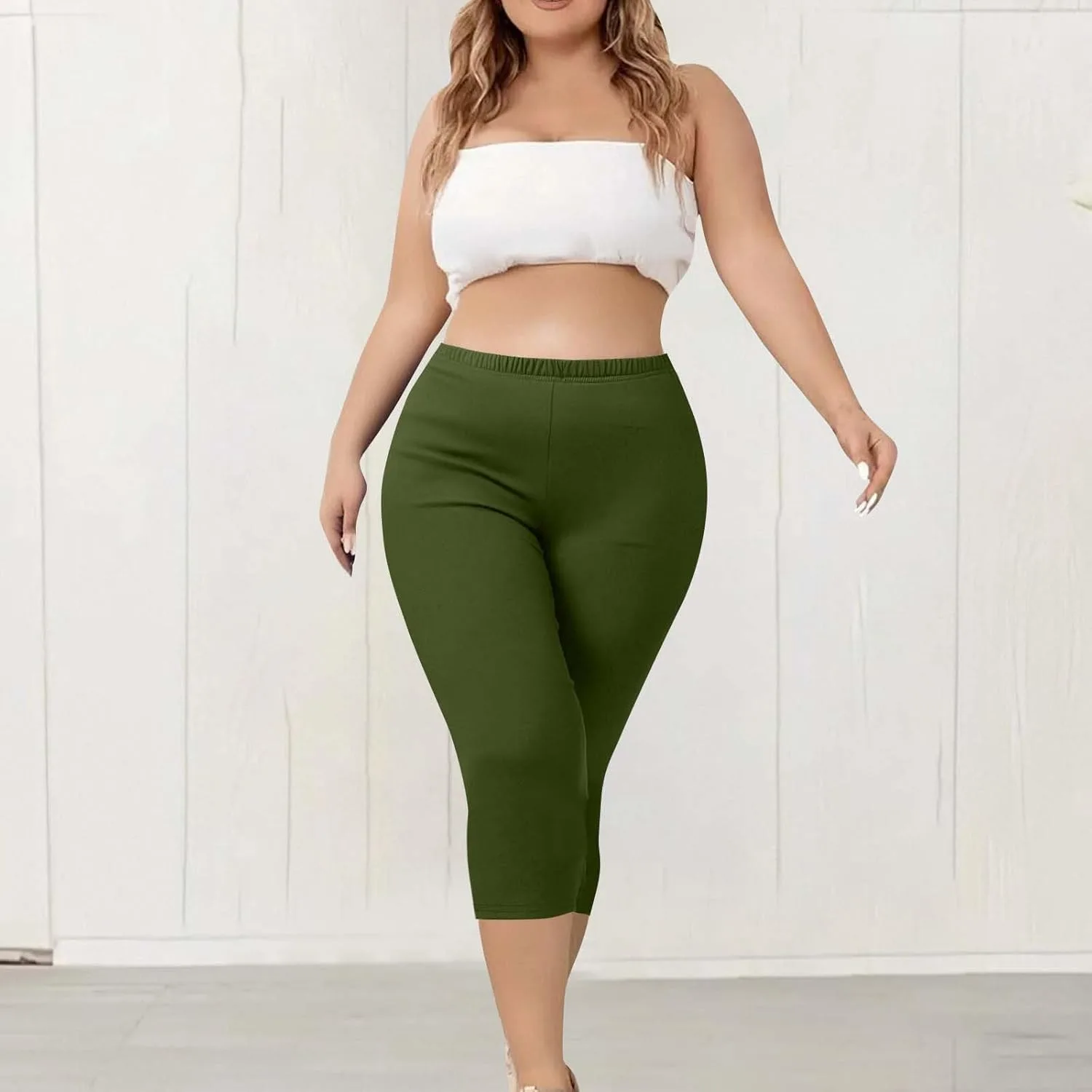 Капри для женщин Plus Size, Stretch, High Waisted — фото 3