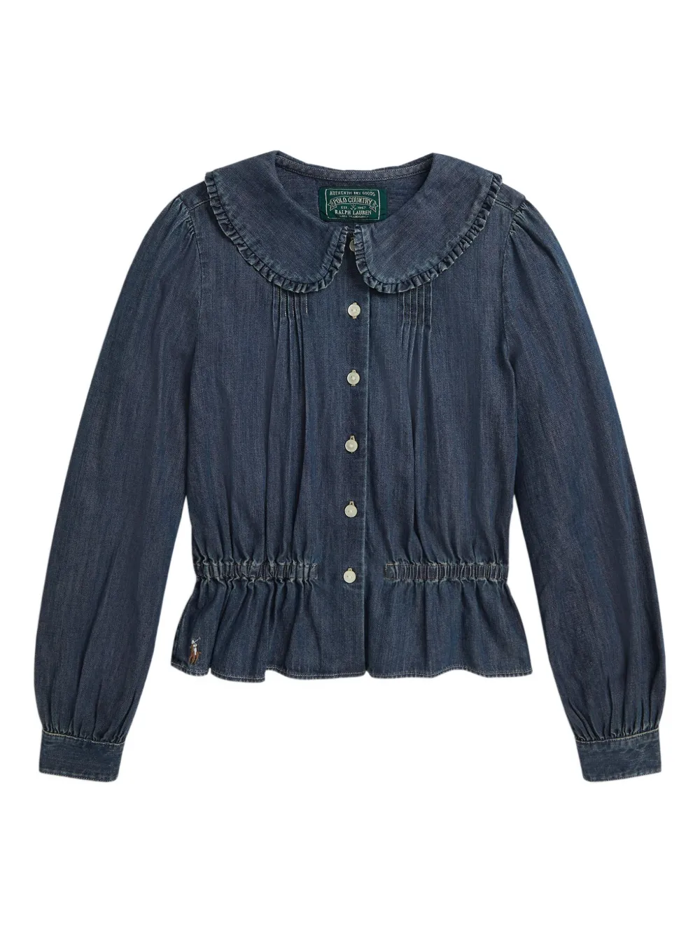 

Джинсовая блузка с оборками POLO RALPH LAUREN KIDS, синий