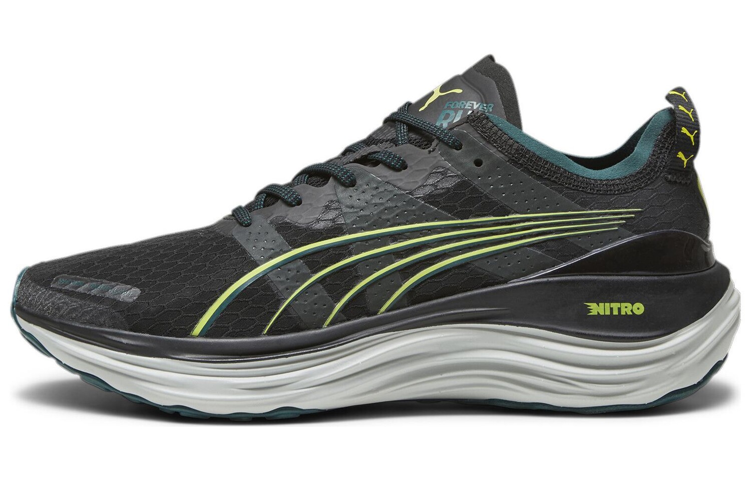 

Кроссовки Puma ForeverRun Nitro Winter 'Black Malachite Yellow', черный/зеленый