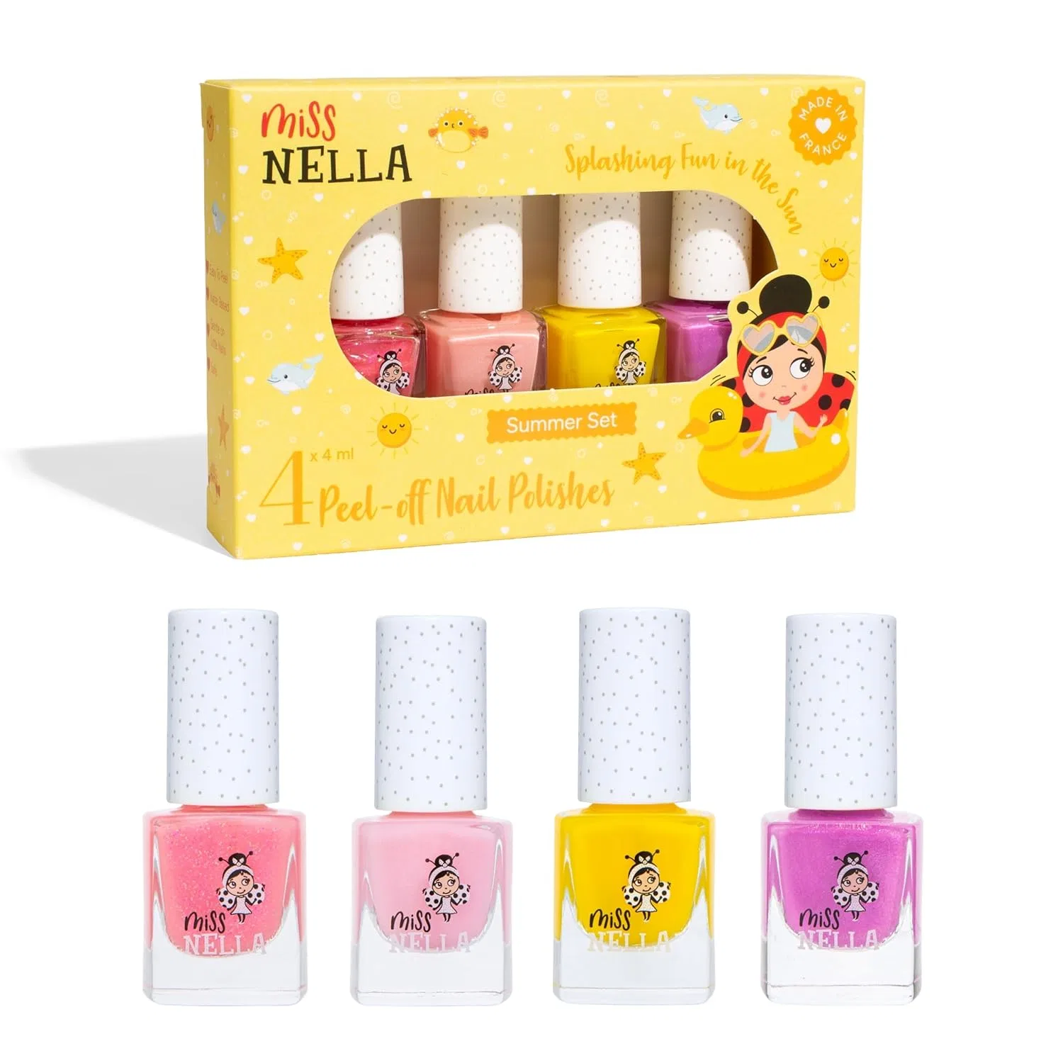 Детский набор глиттерных лаков для ногтей от Miss Nella, 4 шт. Miss Nella, Summer