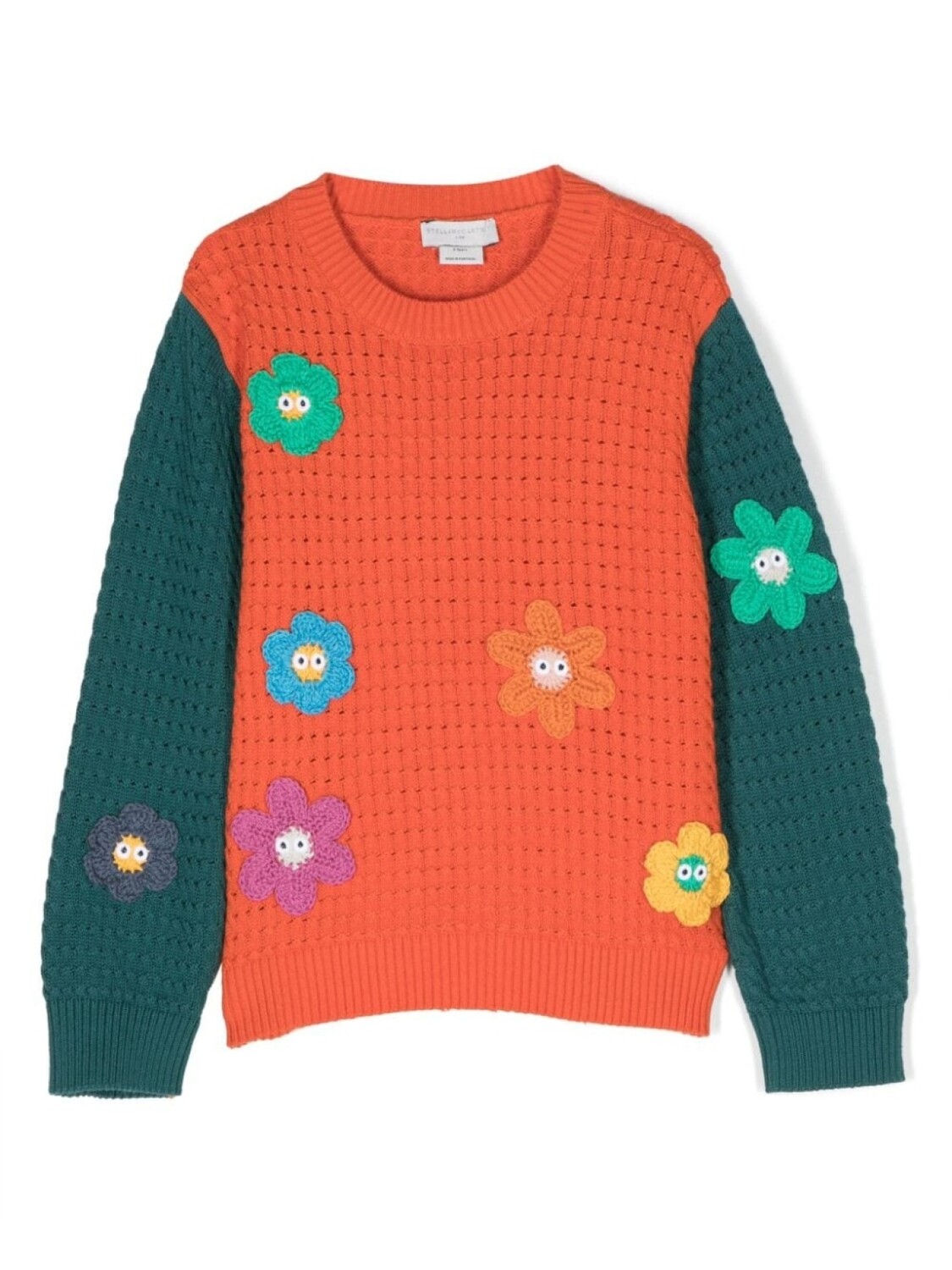 

Stella McCartney Kids джемпер в стиле колор-блок с вышивкой, оранжевый