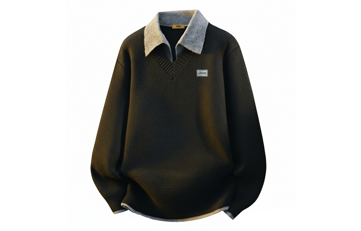 

Толстовка Elite Sweaters Unisex с воротником-поло, утепленная, стиль "два в одном" Jeep, pure черный (fleece-lined)