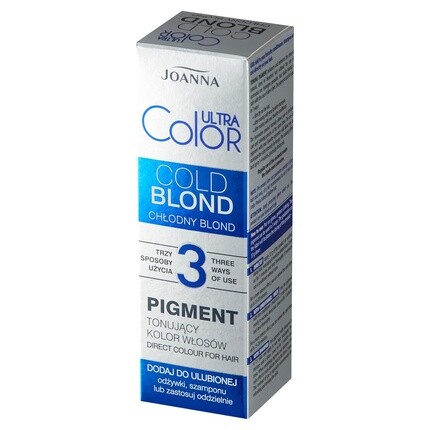 Joanna Тонирующий пигмент для волос Ultra Color Pigment - нейтрализует нежелательные желтые тона - с кондиционером и шампунем отдельно - холодный блонд 100 мл — фото 2