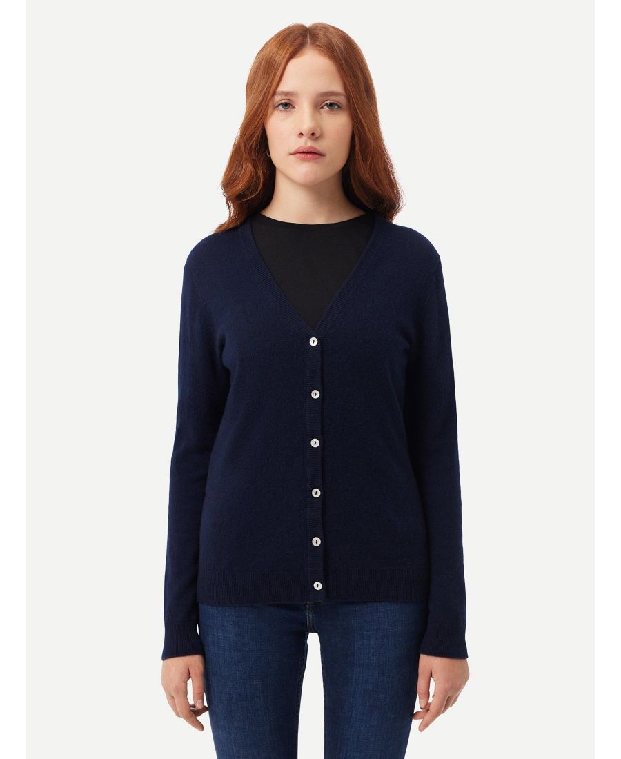 

Женский кардиган с V-образным вырезом Gobi Cashmere, Blue-black iris