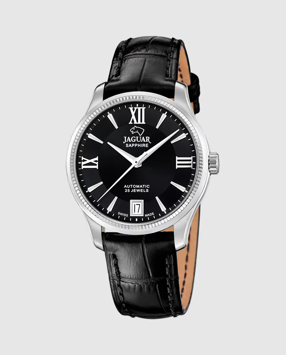 

J1000/B Автоматические женские часы из черной кожи Jaguar, черный