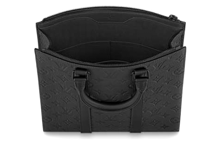 Сумка Sac Plat из кожи Taurillon с возможностью ношения через плечо или в руках Классическая мужская черная LOUIS VUITTON — фото 4