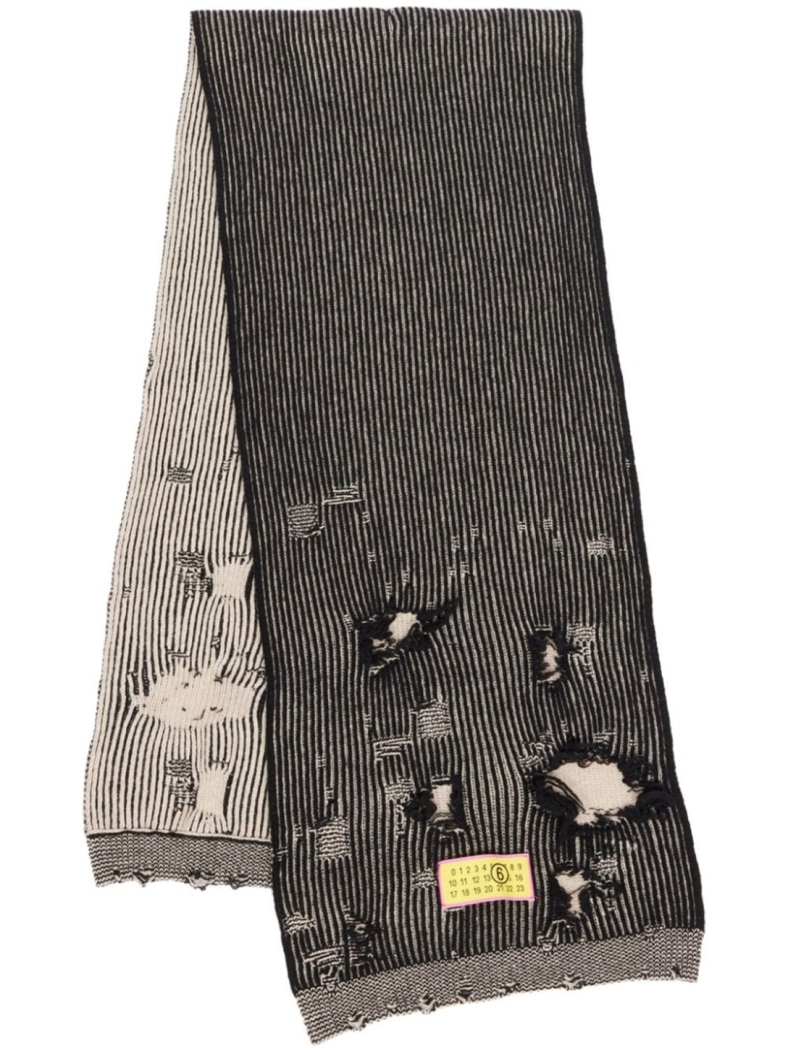 

MM6 Maison Margiela шарф в рубчик с принтом Numbers, черный