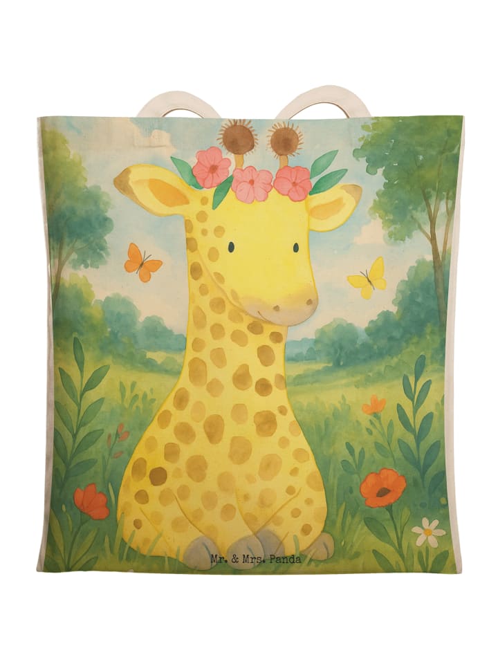 

Mr. & Mrs. Panda Сумка-шоппер с изображением жирафа и цветочным венком, белого цвета