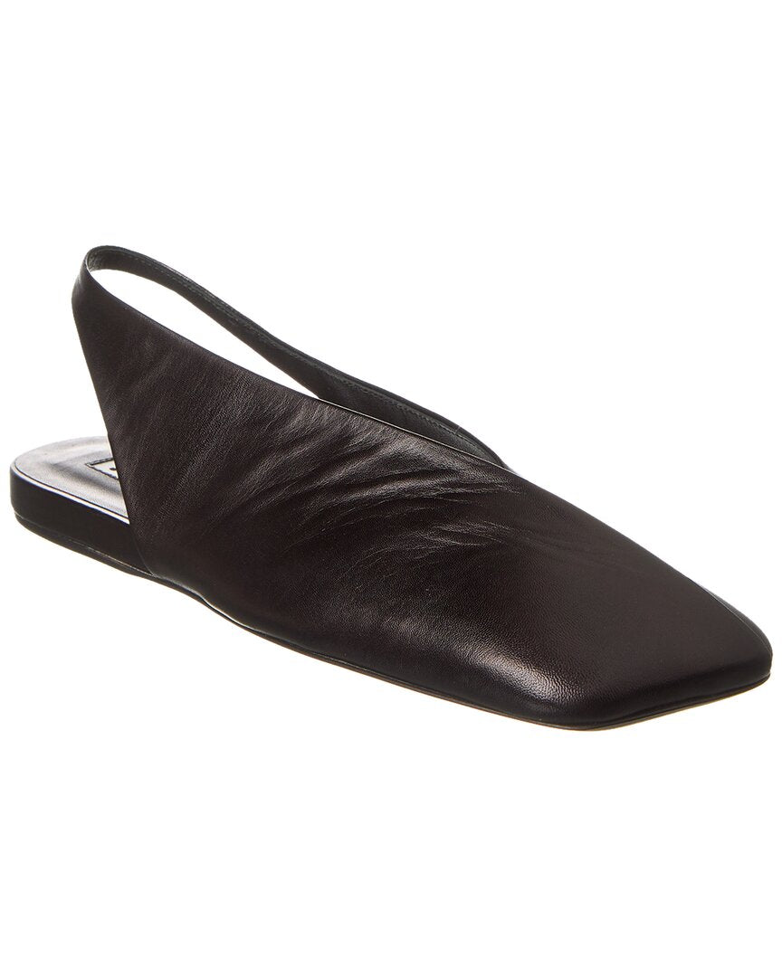 Кожаные балетки Jil Sander Slingback на плоской подошве, черный