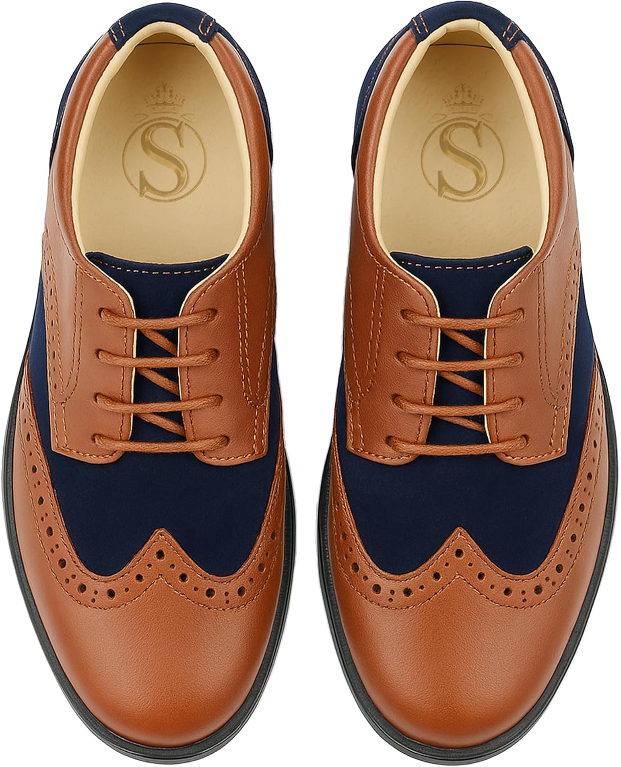 

Детские замшевые лакированные туфли на шнуровке, классические туфли-броги, обувь для торжественных мероприятий и свадеб Sirri, синий/хаки/темно-синий