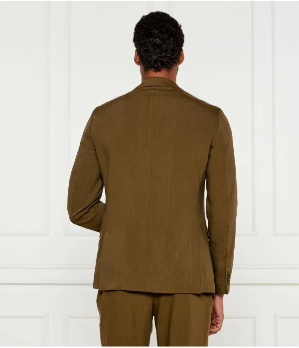 Элегантный льняной жакет p-hanry-flaps-wg-252 Slim fit Boss, зеленый — фото 3