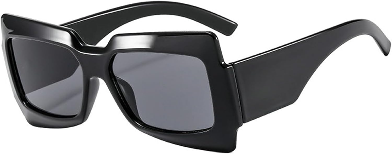 

Солнцезащитные очки Willochra Square Candy color для женщин, защита от УФ-излучения UV400, модные очки для мужчин, трендовые панк-очки с широкими дужками, нестандартной формы, Black